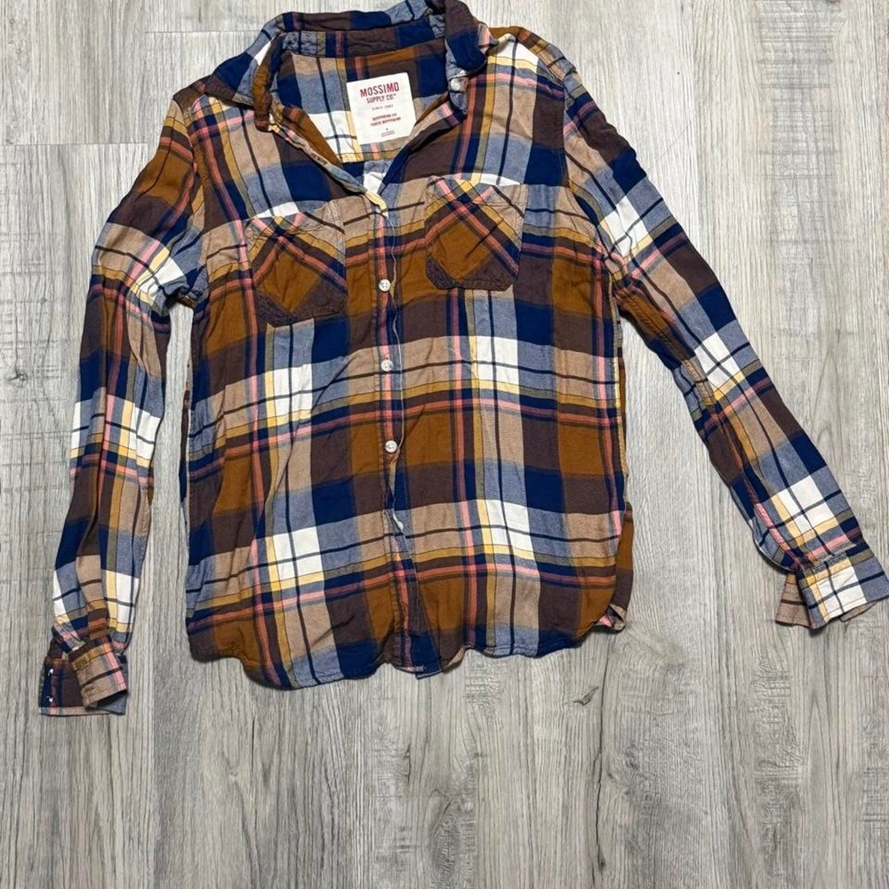 Mossimo Plaid Button Up Shirt Women Size S